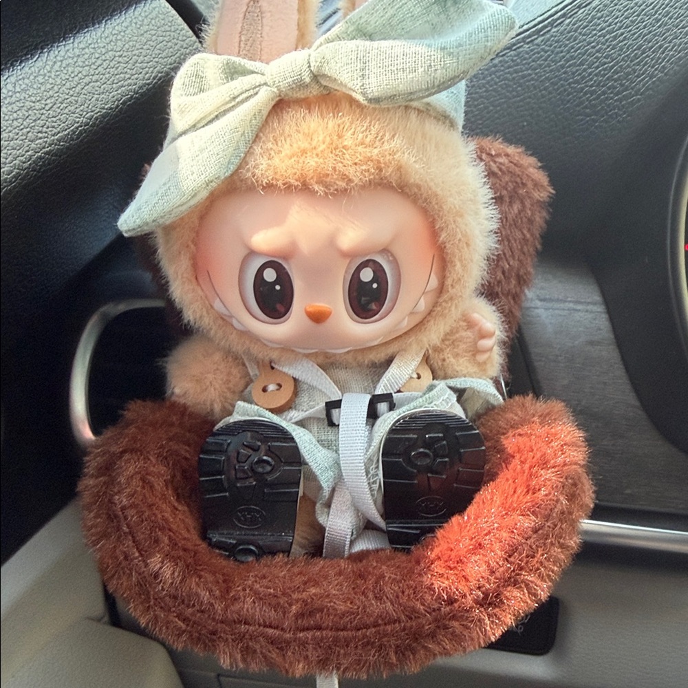 Plush Bunny Ear Kids Harness Seat Belt Buddy - Light Brown